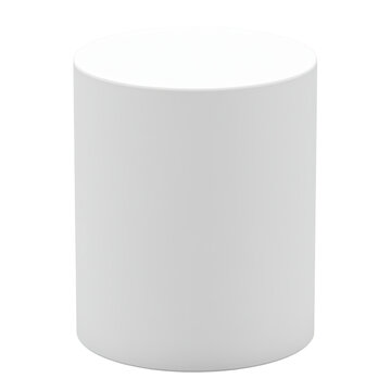 Fototapeta Elegant white cup with a smooth surface and subtle reflections standing on a wooden table against a soft background isolated on transparent background..
