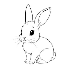 Obraz premium Lovely Bunny Illustration: An adorable and meticulously illustrated bunny, exuding a charm that draws the eye and warms the heart, perfect for various creative projects.