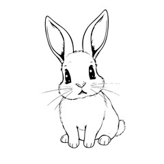 Obraz premium A Graceful Bunny Sketch: A charming bunny illustration, depicting an adorable, long-eared rabbit, rendered in a minimalist, artistic style.