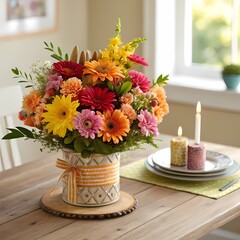 Table setting with flowers