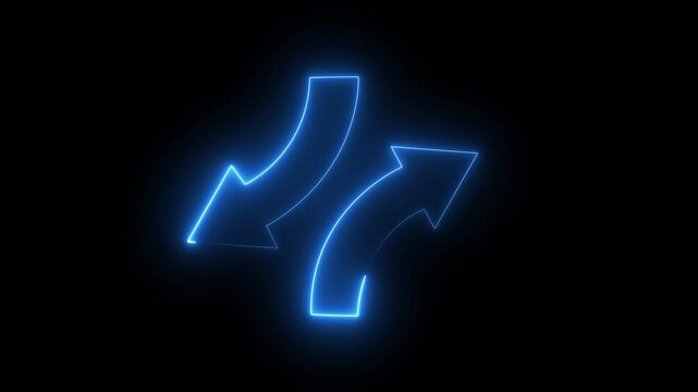 abstract share icon neon line up down arrow icon animation on, the black, background 