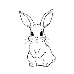 Obraz premium Smiling Bunny in Sketch: A cute illustration of a bunny. This adorable bunny exudes an air of joy and friendliness with its endearing smile and innocent eyes. 