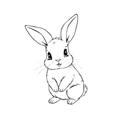 Fototapeta premium Candid Portrait of a Whiskered Bunny: A heartwarming illustration of a bunny, poised with perky ears and a curious gaze, captured in a clean and inviting style.