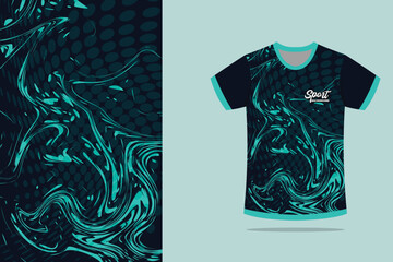 Abstract Turquoise Sports Jersey Design with Marble Texture vector template