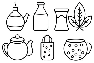 Fermented Tea Line Art Illustration Creative Design for Artwork 