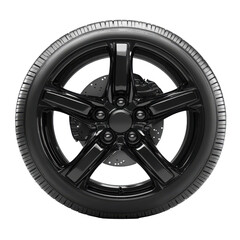 Obraz premium Black Car Wheel Tire and Brake Assembly Closeup, isolated on transparent background