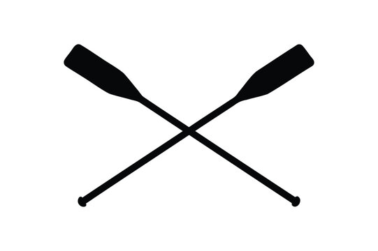 Crossed oars silhouette on white background