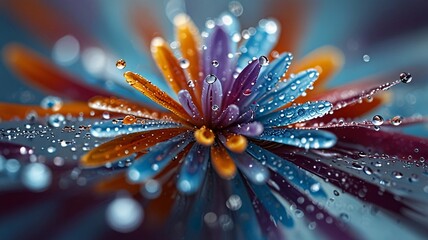 Vibrant Macro Flower with Water Droplets and Ethereal Glow V6