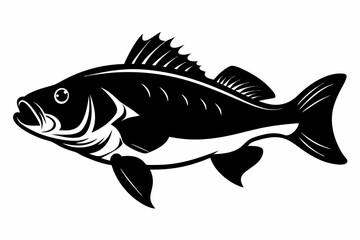 black bass silhouette black vector