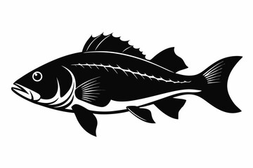 black bass silhouette black vector