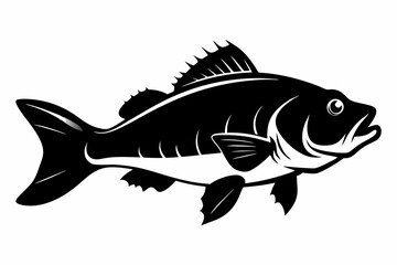 black bass silhouette black vector
