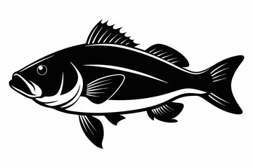 black bass silhouette black vector