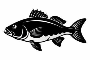 black bass silhouette black vector