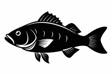 black bass silhouette black vector