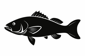 black bass silhouette black vector