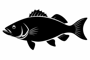 black bass silhouette black vector