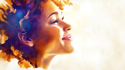 Abstract Female Artist Painting with Rich Details on Large Canvas