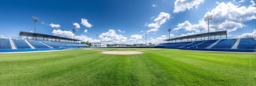 1名さま　A4サイズ　額縁あり　野球場背景 野球場に横たわる野球ボール、シーズン開始のコンセプト 写真