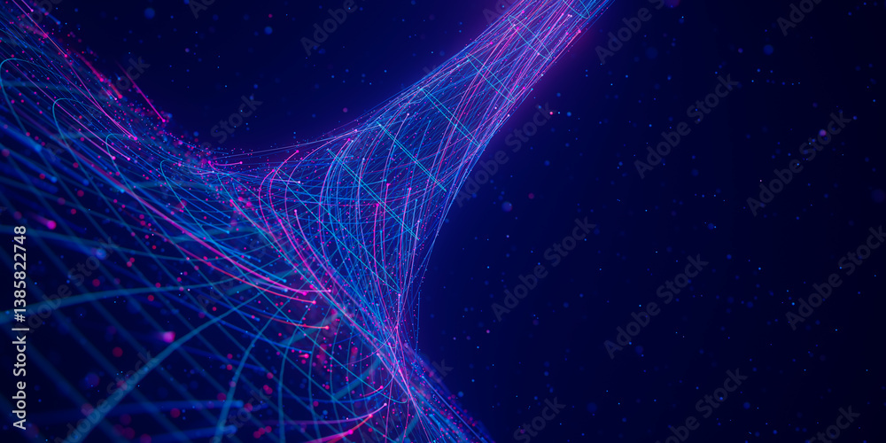 Poster abstract flow of data in cyber wormhole. quantum computing information vortex. digital singularity.