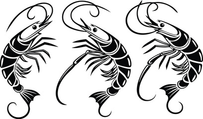 Obraz premium Shrimp silhouette vector illustration