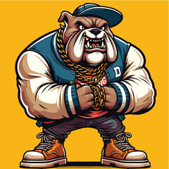 Musle Bulldog Cartoon Style