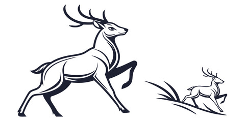 Stylized Vector Deer Illustration - Elegant Wildlife Design for Your Projects