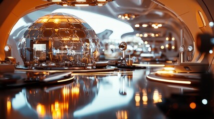 Fototapeta premium Futuristic Interior: A Sci-Fi Spaceship Laboratory