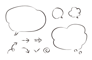 手書き黒ペン風のシンプルふきだし矢印セット