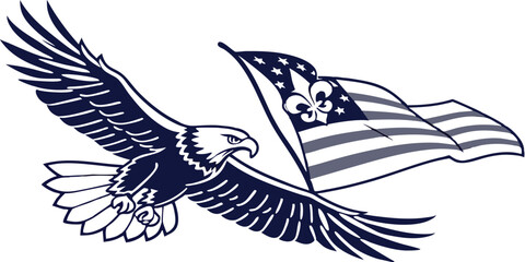 Elegant American Eagle Vector with Flag Design for Creative Projects