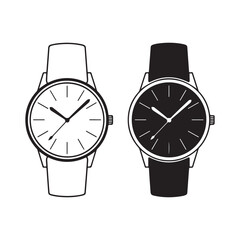 Minimalist dual-tone wristwatch illustration