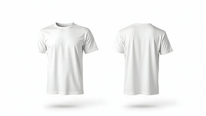Studio Shot Featuring Two Identical Clean White T-Shirts Mockups Displayed Side by Side Perfect for Apparel Advertising and Fashion Design Projects