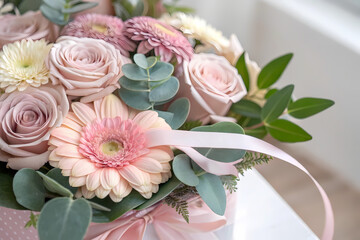 Bouquet of pink roses birthday