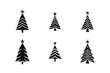 Obraz premium set of christmas trees silhouette vector illustration