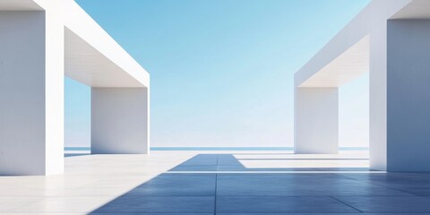 Modern White Architecture Overlooking Sea