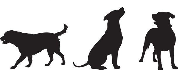 Set a three Dog Silhouettes in Various Poses