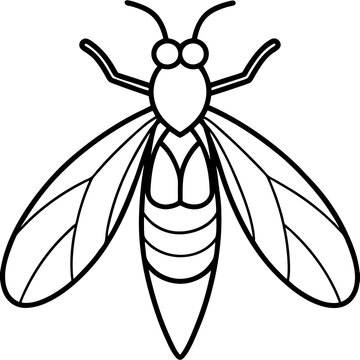 black and white wasp outline clip art preview