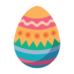 Colorful painted traditional easter egg, vector graphic illustration. 3D easter egg object with shadow, isolated.