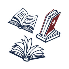 Education logo vector silhouette black color education icon white background. Books Icons Vector illustration