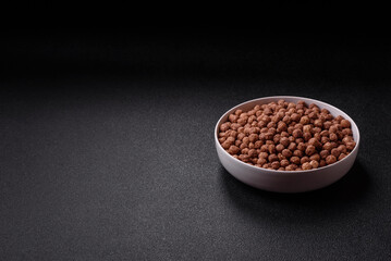 Cereal chocolate corn balls in a bowl