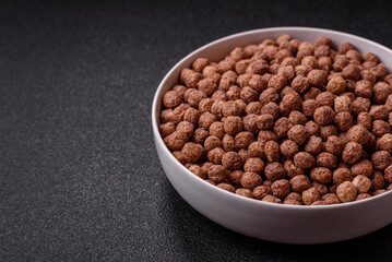 Cereal chocolate corn balls in a bowl
