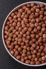 Cereal chocolate corn balls in a bowl