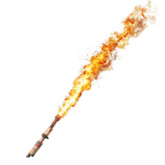 Flame Thrower with Fire Isolated on Transparent Background