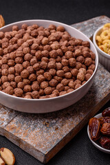 Cereal chocolate corn balls in a bowl