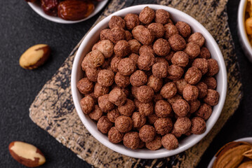 Cereal chocolate corn balls in a bowl