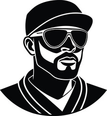 Stylish Monochrome of African Man with Cap and Sunglasses