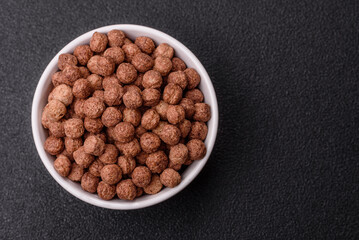 Cereal chocolate corn balls in a bowl