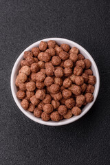 Cereal chocolate corn balls in a bowl