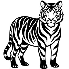 Obraz premium Tiger Vector Illustration - Cartoon, Clipart & Line Art Design for Print & Digital Use