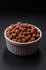 Cereal chocolate corn balls in a bowl