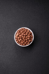 Cereal chocolate corn balls in a bowl